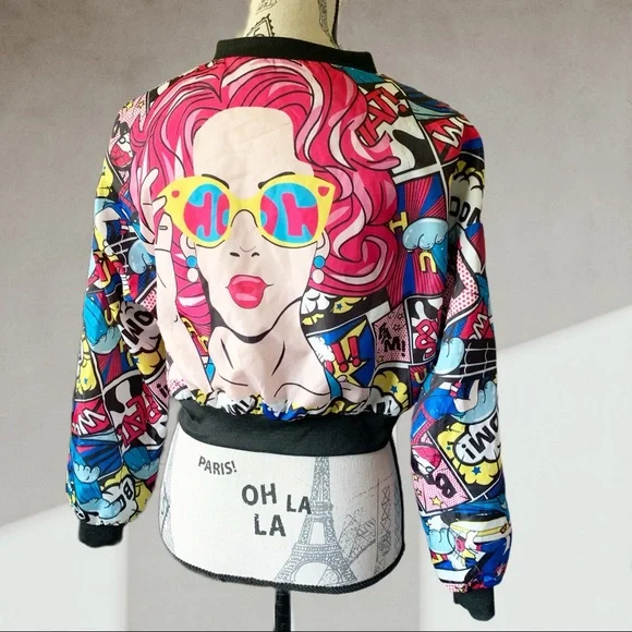 Comic print light jacket S-M - Picture 3 of 5